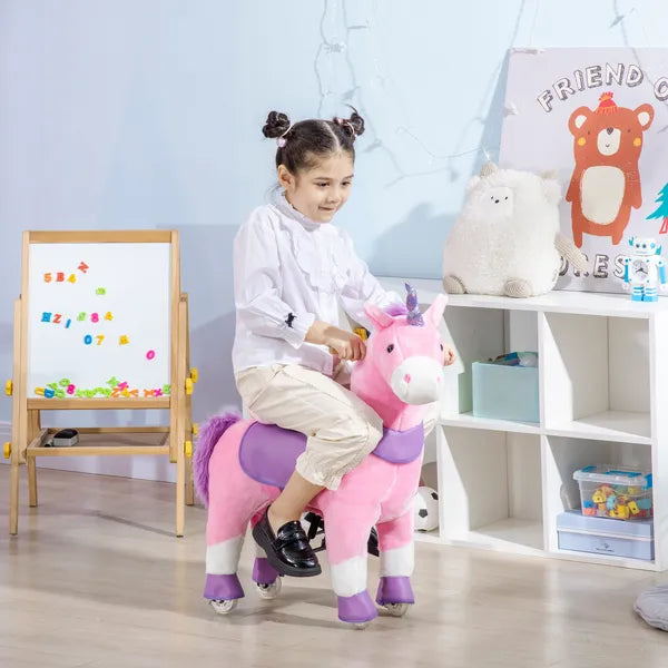 Kids Ride On Unicorn Walking Horse, Mechanical Pony Toy with Wheels, Gift for 3-6 Years Girls Boys, Pink - product image 8