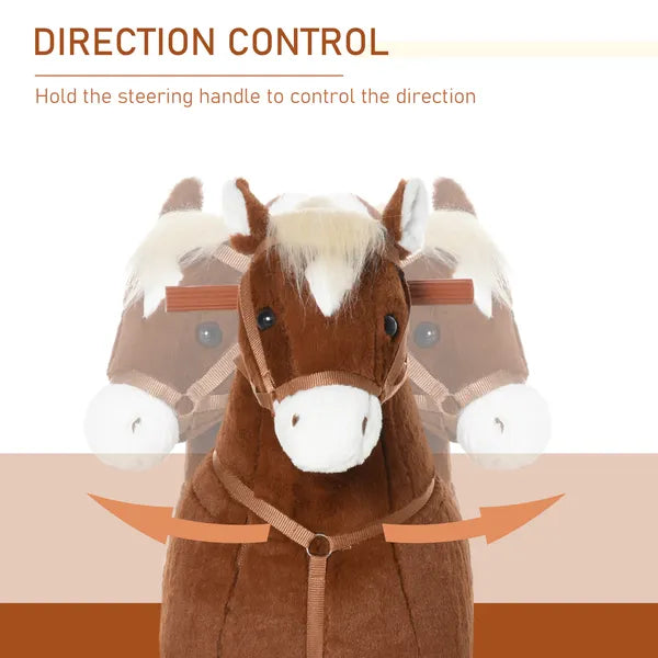 Kids Ride-on Walking Horse with Easy Rolling Wheels, Soft Huggable Body, Large Size for Kids 5-16 Years, Brown - product image 4