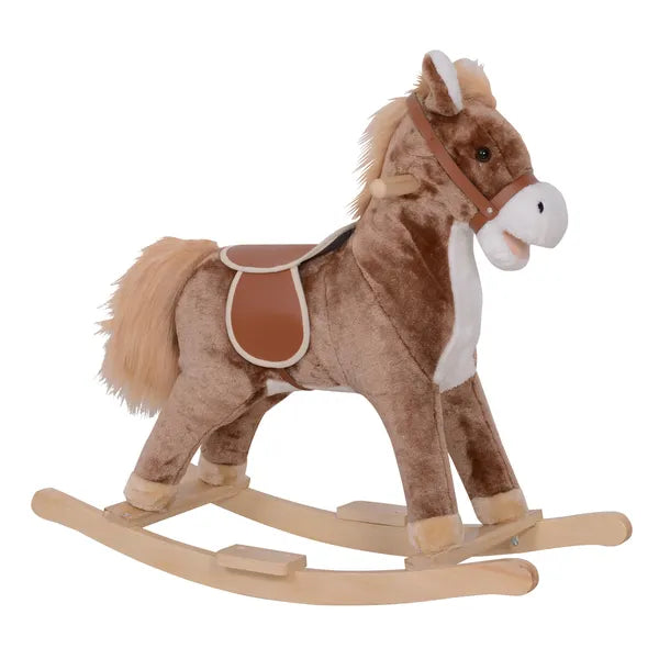 Kids Rocking Horse with Soft Plush Body, Wooden Base, Handle Grip, for 3+ Years - product image 1