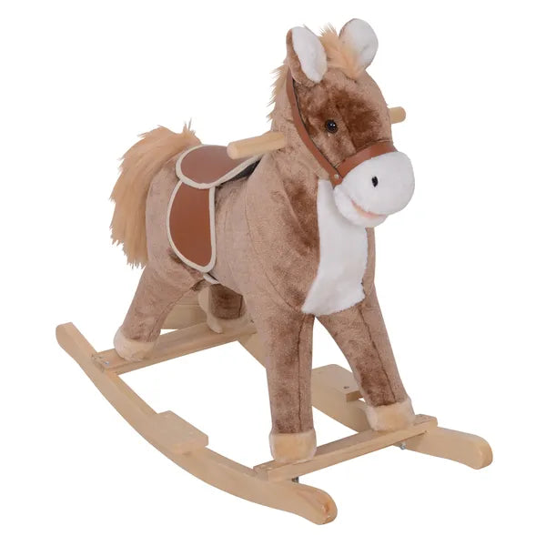 Kids Rocking Horse with Soft Plush Body, Wooden Base, Handle Grip, for 3+ Years - product image 11