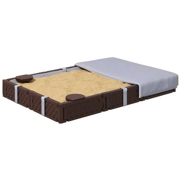 Kids Sandbox with Cover, 4 Corner Seats, Bottom Liner for Backyard, Garden, Outdoor, 73" x 47" x 9", Dark Brown - product image 1