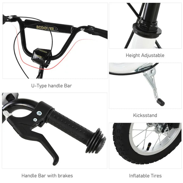 Aosom Kids Scooter Youth Scooter for 5+ with Dual Brakes, 12-Inch Inflatable Wheels, Outdoor Ride-On Toy, White - product image 7
