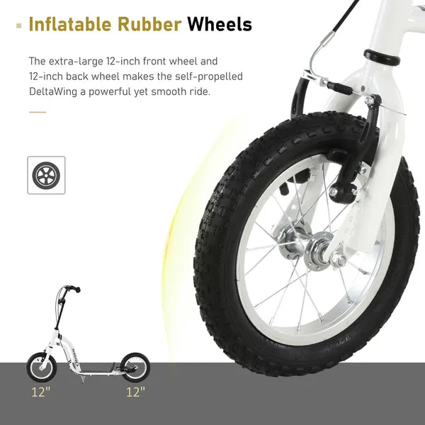 Aosom Kids Scooter Youth Scooter for 5+ with Dual Brakes, 12-Inch Inflatable Wheels, Outdoor Ride-On Toy, White - product image 6