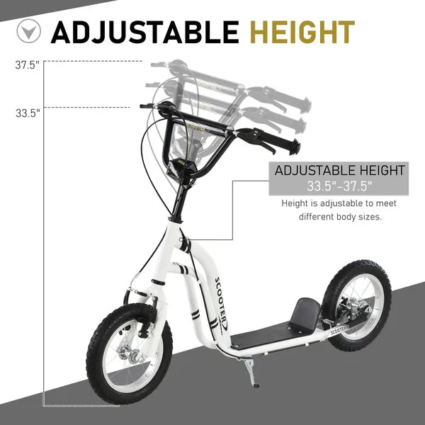 Aosom Kids Scooter Youth Scooter for 5+ with Dual Brakes, 12-Inch Inflatable Wheels, Outdoor Ride-On Toy, White - product image 4