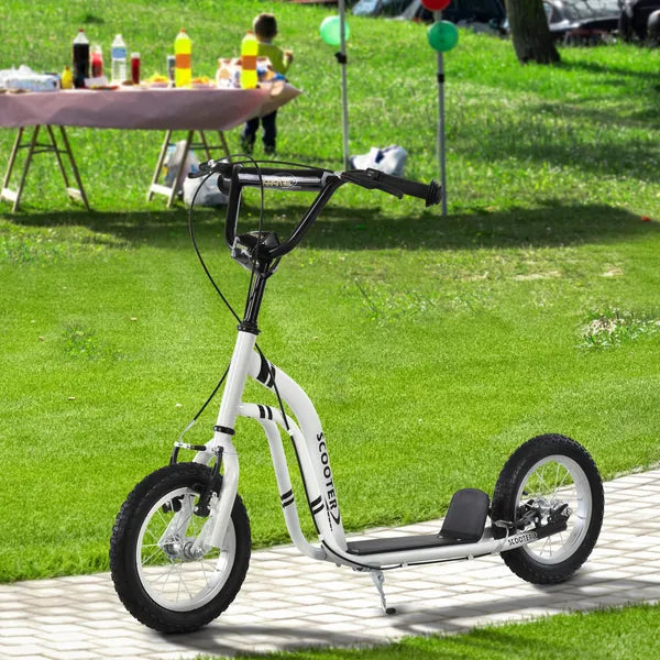 Aosom Kids Scooter Youth Scooter for 5+ with Dual Brakes, 12-Inch Inflatable Wheels, Outdoor Ride-On Toy, White - product image 10