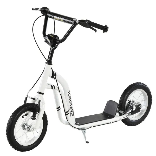 Aosom Kids Scooter Youth Scooter for 5+ with Dual Brakes, 12-Inch Inflatable Wheels, Outdoor Ride-On Toy, White - product image 1