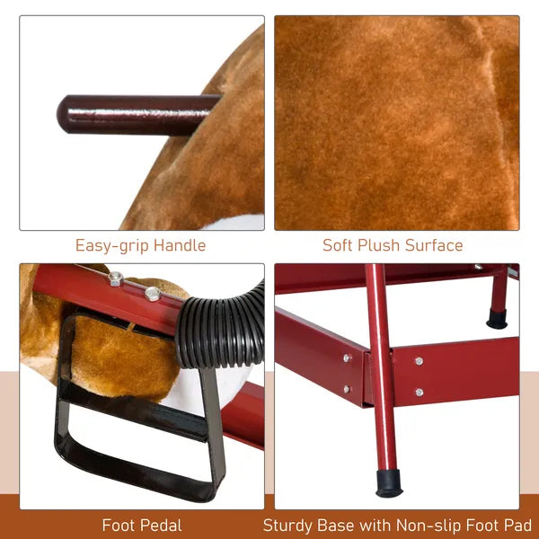 Qaba Kids Spring Rocking Horse, Rocking Rodeo Bull Ride On Rocking Horse with Realistic Sounds and Soft Plush Fabric, for Kids Over 3, Brown - product image 7