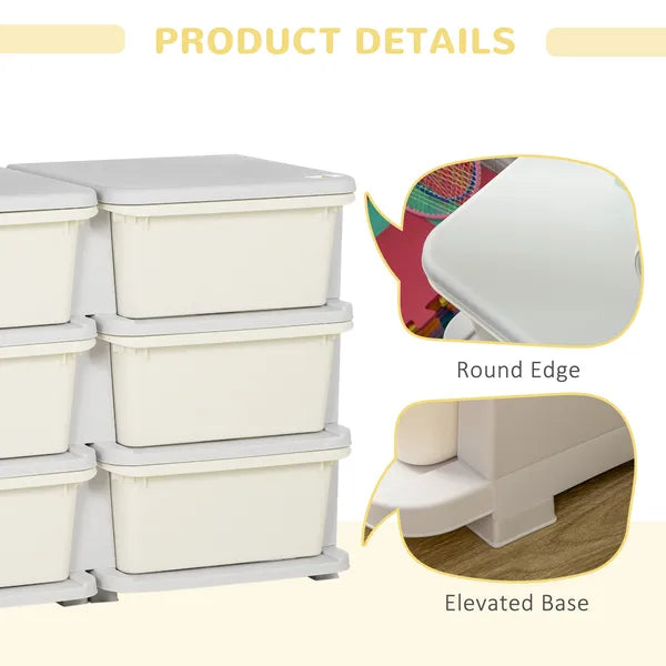Qaba Kids Toy Storage Organizer, Cream with 6 Drawers, 3 Tier Units for Nursery, Playroom, Kindergarten - product image 7