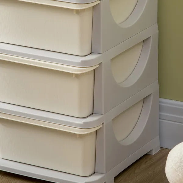 Qaba Kids Toy Storage Organizer, Cream with 6 Drawers, 3 Tier Units for Nursery, Playroom, Kindergarten - product image 8
