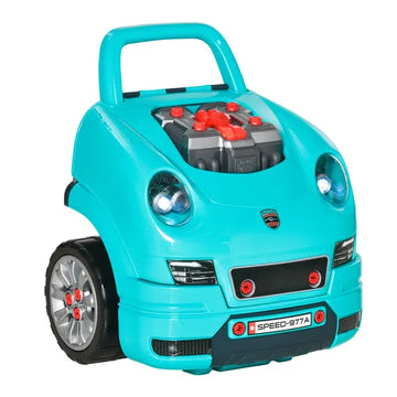 HOMCOM Kids Truck Engine Mechanic Toy | Includes 61 Pieces, Steering Wheel, Horn, Light, RC Car Key | Teal | for Ages 3-5 - product image 1