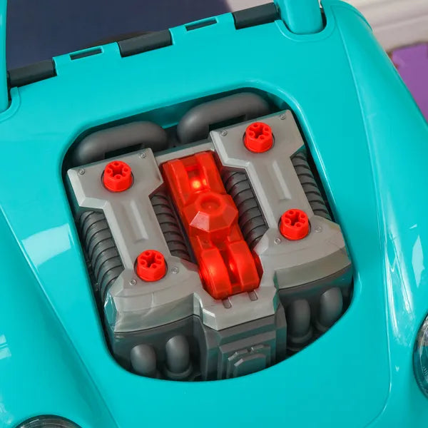 HOMCOM Kids Truck Engine Mechanic Toy | Includes 61 Pieces, Steering Wheel, Horn, Light, RC Car Key | Teal | for Ages 3-5 - product image 9