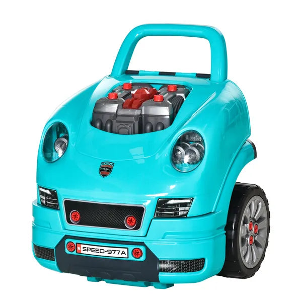 HOMCOM Kids Truck Engine Mechanic Toy | Includes 61 Pieces, Steering Wheel, Horn, Light, RC Car Key | Teal | for Ages 3-5 - product image 11