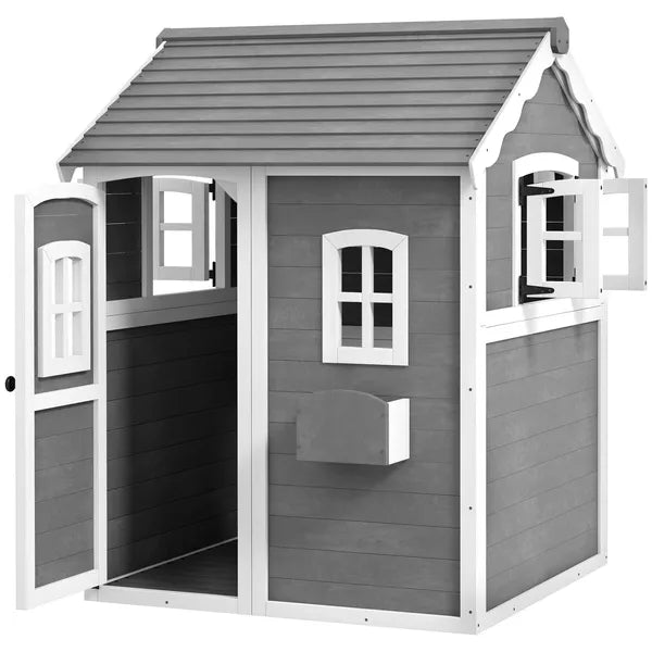 Kids' Wooden Playhouse, Outdoor with Floors, Doors, Windows, Planter Box for Ages 3-8, Backyard or Garden - product image 11