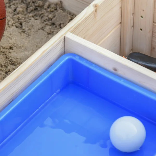 Kids Wooden Sandbox with Convertible Bench Seat, 2 Side Buckets, Waterproof Cover, and Storage Space - product image 9