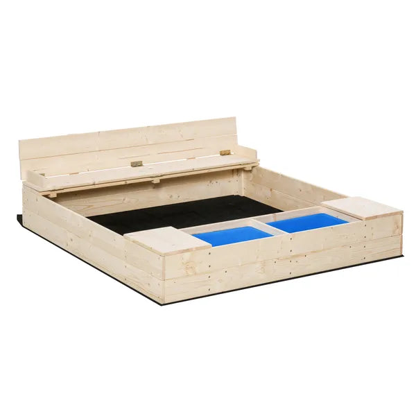 Kids Wooden Sandbox with Convertible Bench Seat, 2 Side Buckets, Waterproof Cover, and Storage Space - product image 11