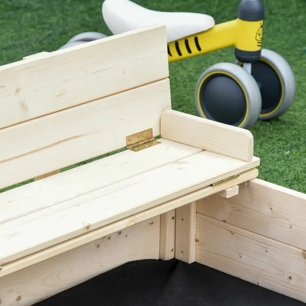 Kids Wooden Sandbox with Convertible Bench Seat, 2 Side Buckets, Waterproof Cover, and Storage Space - product image 8