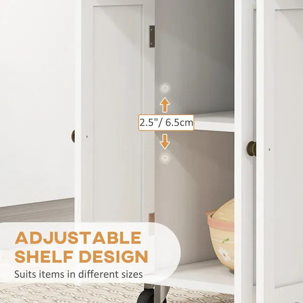 HOMCOM Kitchen Island Cart, White, Rubberwood Top, Spice/Towel Rack, Storage Drawers, Rolling Dining Room Storage - product image 6