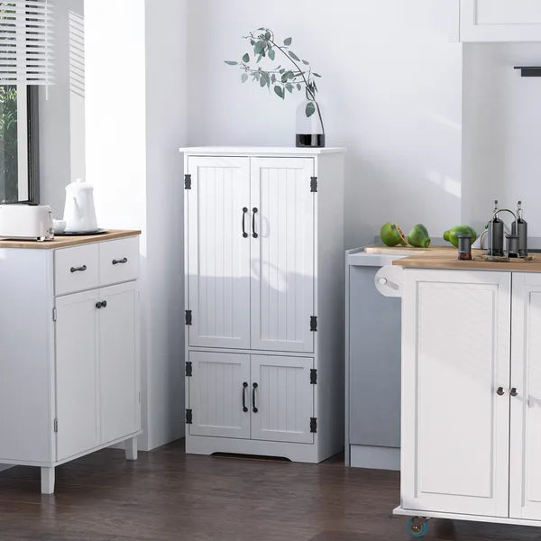 HOMCOM Kitchen Pantry Cabinet Storage. Floor Storage Cabinet, Cupboard Organizer with Adjustable Shelves and 4-Doors, White - product image 9