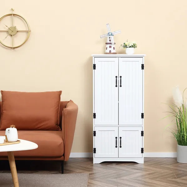 HOMCOM Kitchen Pantry Cabinet Storage. Floor Storage Cabinet, Cupboard Organizer with Adjustable Shelves and 4-Doors, White - product image 10