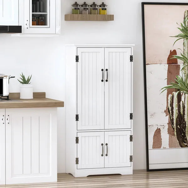 HOMCOM Kitchen Pantry Cabinet Storage. Floor Storage Cabinet, Cupboard Organizer with Adjustable Shelves and 4-Doors, White - product image 2