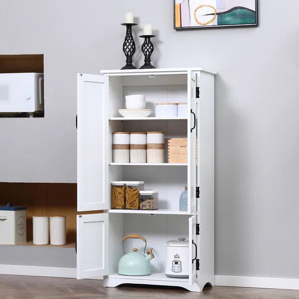 HOMCOM Kitchen Pantry Cabinet Storage. Floor Storage Cabinet, Cupboard Organizer with Adjustable Shelves and 4-Doors, White - product image 11