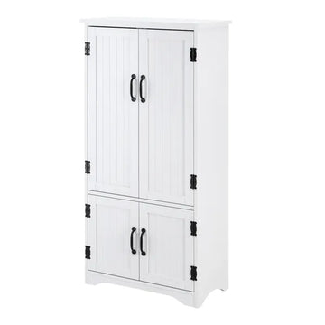 HOMCOM Kitchen Pantry Cabinet Storage. Floor Storage Cabinet, Cupboard Organizer with Adjustable Shelves and 4-Doors, White - product image 1