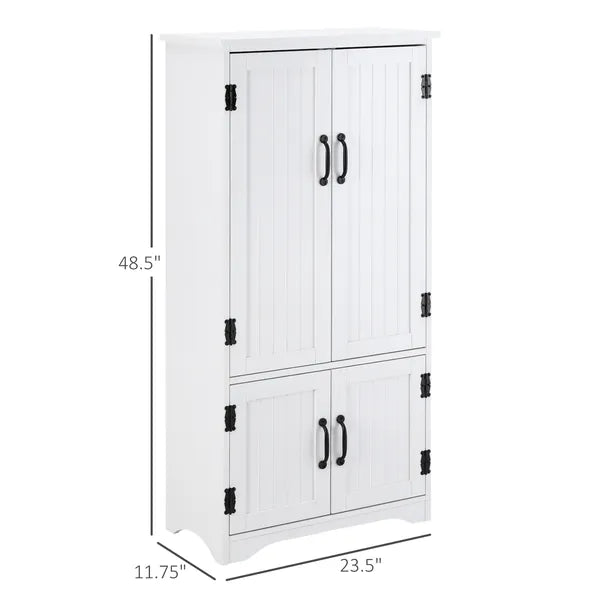 HOMCOM Kitchen Pantry Cabinet Storage. Floor Storage Cabinet, Cupboard Organizer with Adjustable Shelves and 4-Doors, White - product image 3