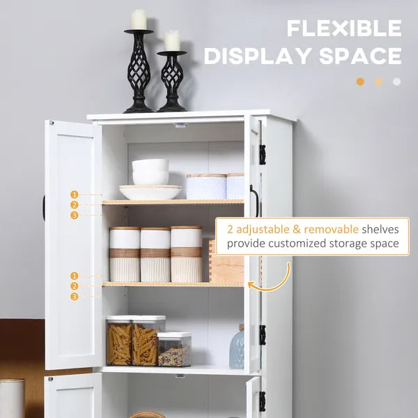 HOMCOM Kitchen Pantry Cabinet Storage. Floor Storage Cabinet, Cupboard Organizer with Adjustable Shelves and 4-Doors, White - product image 5