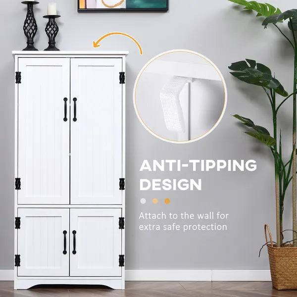 HOMCOM Kitchen Pantry Cabinet Storage. Floor Storage Cabinet, Cupboard Organizer with Adjustable Shelves and 4-Doors, White - product image 6