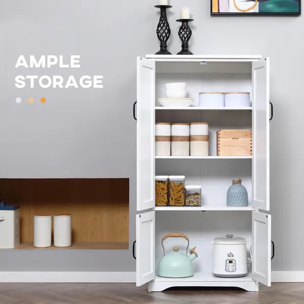 HOMCOM Kitchen Pantry Cabinet Storage. Floor Storage Cabinet, Cupboard Organizer with Adjustable Shelves and 4-Doors, White - product image 4