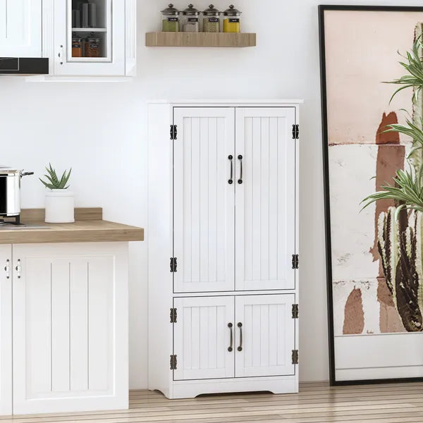 HOMCOM Kitchen Pantry Cabinet Storage. Floor Storage Cabinet, Cupboard Organizer with Adjustable Shelves and 4-Doors, White - product image 8
