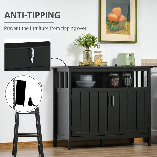 Kitchen Sideboard Buffet Cabinet with 2 Doors Adjustable Shelves for Entryway Living Room Black - product image 9