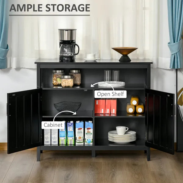Kitchen Sideboard Buffet Cabinet with 2 Doors Adjustable Shelves for Entryway Living Room Black - product image 5