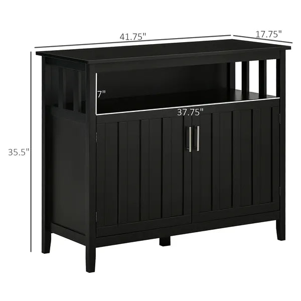 Kitchen Sideboard Buffet Cabinet with 2 Doors Adjustable Shelves for Entryway Living Room Black - product image 3