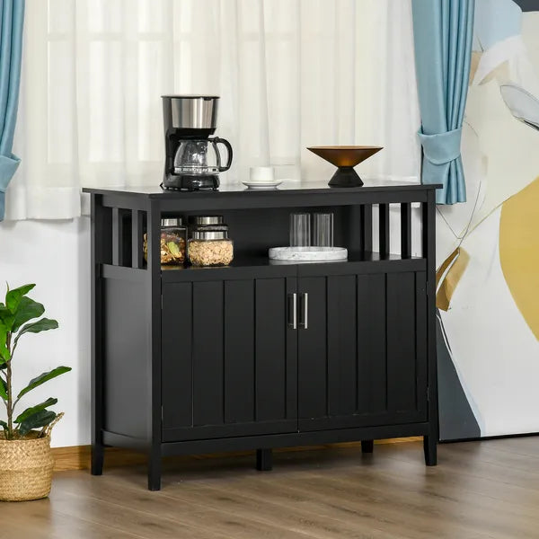 Kitchen Sideboard Buffet Cabinet with 2 Doors Adjustable Shelves for Entryway Living Room Black - product image 4