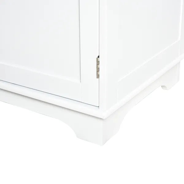 Kitchen Storage Cabinet, Sideboard Floor Cupboard with Solid Wood Top, Adjustable Shelf and 2 Drawers for Living Room, Hallway, White - product image 14