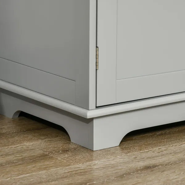 Kitchen Storage Cabinet, Sideboard Floor Cupboard with Solid Wood Top, Adjustable Shelf, and 3 Drawers, Gray - product image 9