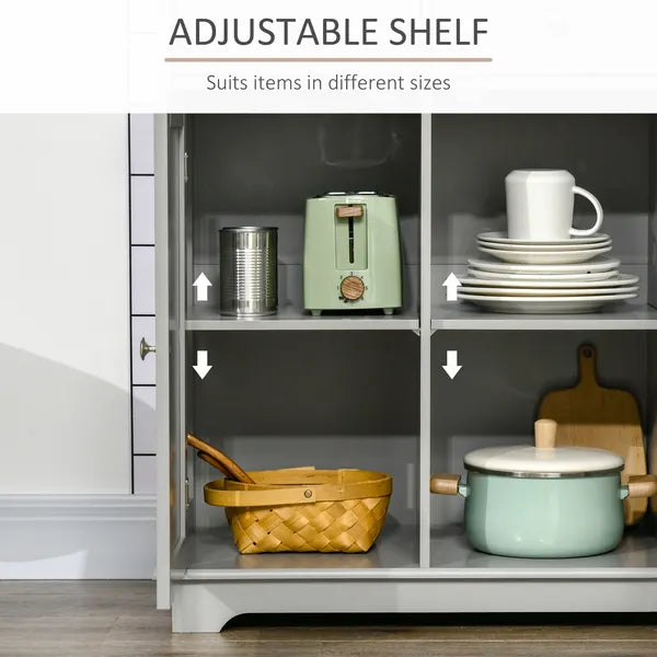 Kitchen Storage Cabinet, Sideboard Floor Cupboard with Solid Wood Top, Adjustable Shelf, and 3 Drawers, Gray - product image 5