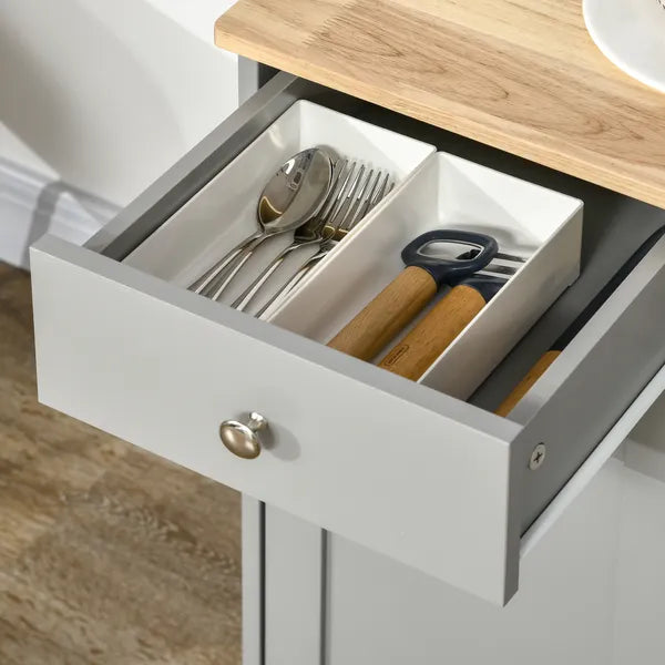 Kitchen Storage Cabinet, Sideboard Floor Cupboard with Solid Wood Top, Adjustable Shelf, and 3 Drawers, Gray - product image 8