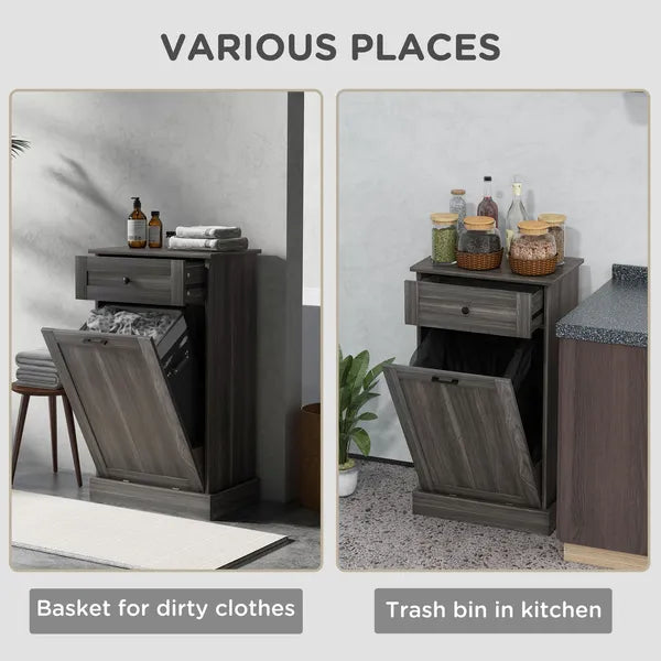 Kitchen Tilt Out Trash Bin Cabinet Free Standing Storage Cabinet with Drawer, Charcoal Gray - product image 6