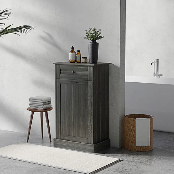Kitchen Tilt Out Trash Bin Cabinet Free Standing Storage Cabinet with Drawer, Charcoal Gray - product image 10