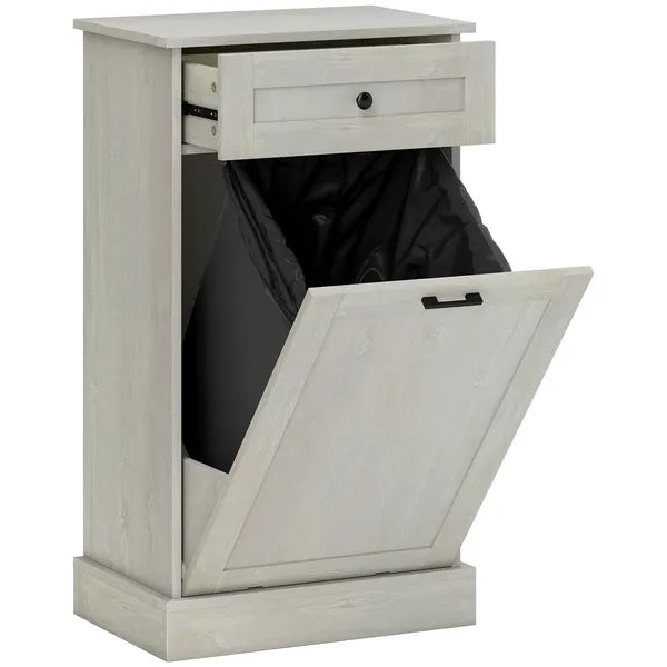Kitchen Tilt Out Trash Bin Cabinet Free Standing Storage Cabinet with Drawer, Gray - product image 11
