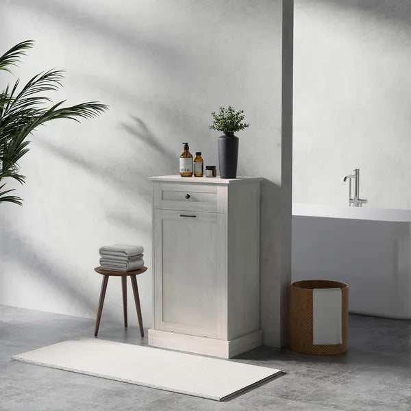 Kitchen Tilt Out Trash Bin Cabinet Free Standing Storage Cabinet with Drawer, Gray - product image 10