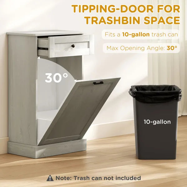 Kitchen Tilt Out Trash Bin Cabinet Free Standing Storage Cabinet with Drawer, Gray - product image 4