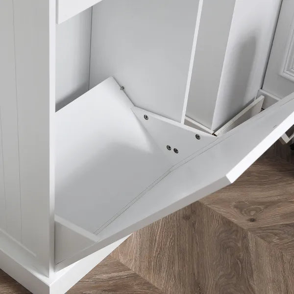 HOMCOM Kitchen Tilt Out Trash Bin Cabinet, White, Free Standing Recycling Can Holder with Drawer - product image 9