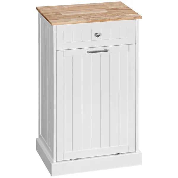 HOMCOM Kitchen Tilt Out Trash Bin Cabinet, White, Free Standing Recycling Can Holder with Drawer - product image 11