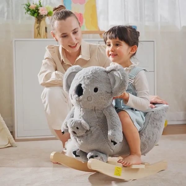 Qaba Koala Animal Rocking Horse Plush Toy, Gray for Toddlers 18-36 Months with Gloved Doll and Realistic Sounds - product image 9
