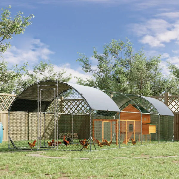 Large Chicken Coop Cage Silver Walk-in Enclosure Outdoor Poultry Hen Run with Cover - product image 11