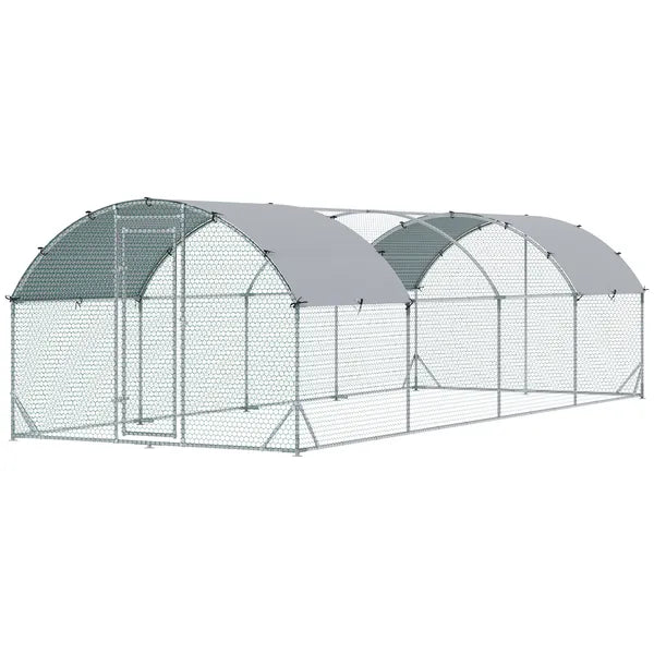 Large Chicken Coop Cage Silver Walk-in Enclosure Outdoor Poultry Hen Run with Cover - product image 12