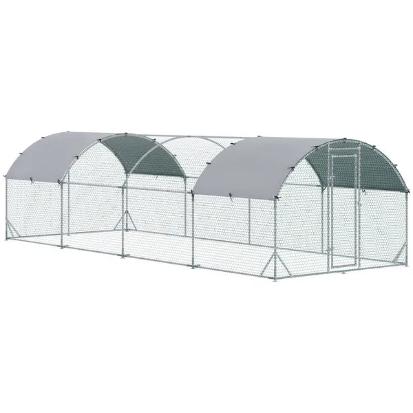 Large Chicken Coop Cage Silver Walk-in Enclosure Outdoor Poultry Hen Run with Cover - product image 13